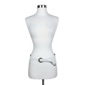 Talbots Braided White Genuine Leather Skinny Vintage Belt Women's Size Large